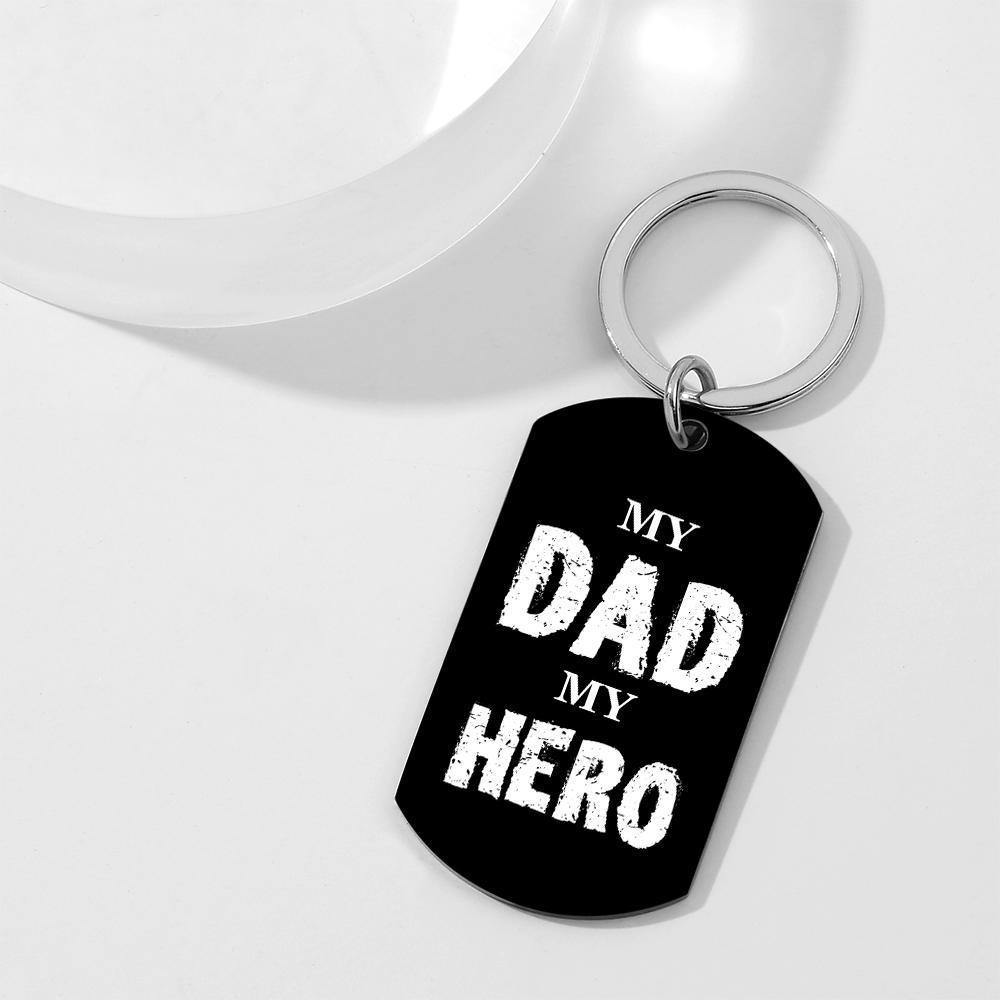 Photo Tag Keychain MY DAD MY HERO Gifts for Dad - soufeelus