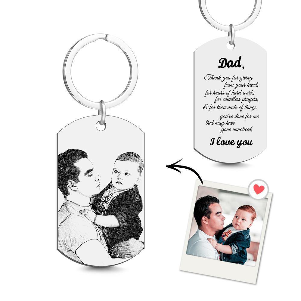 Photo Tag Keychain I love you daddy Father's Day Gifts - soufeelus