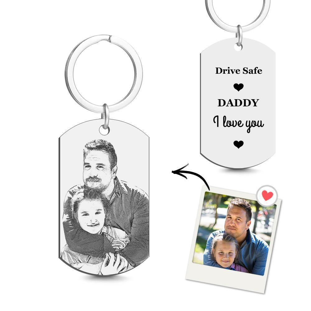 Custom Photo Tag Keychain Drive Safe Gifts for Daddy - soufeelus