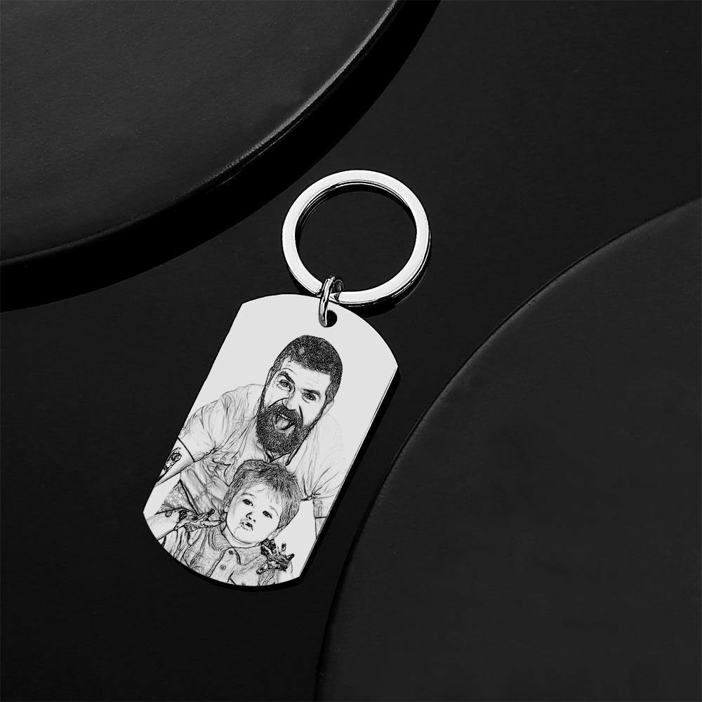 Photo Tag Keychain Keepsake Gifts for Father - soufeelus