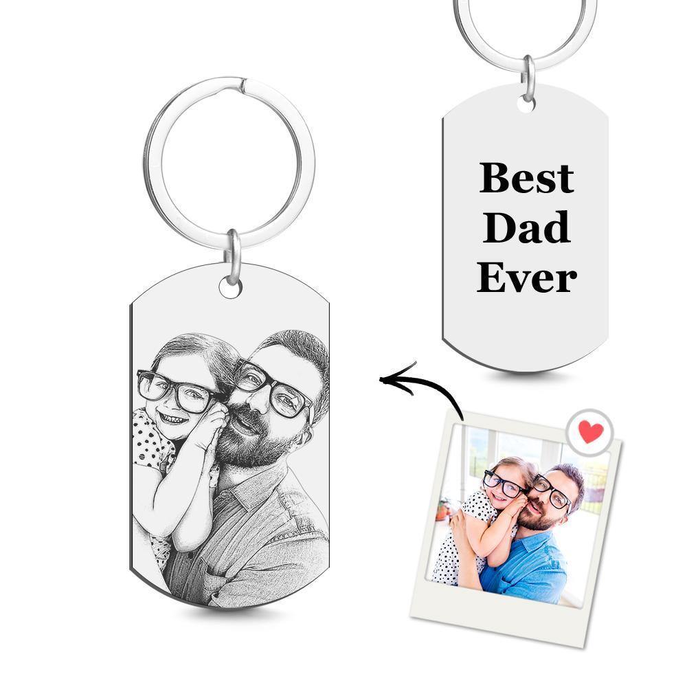 Custom Photo Tag Keychain Best Dad Ever Gifts for Daddy - soufeelus