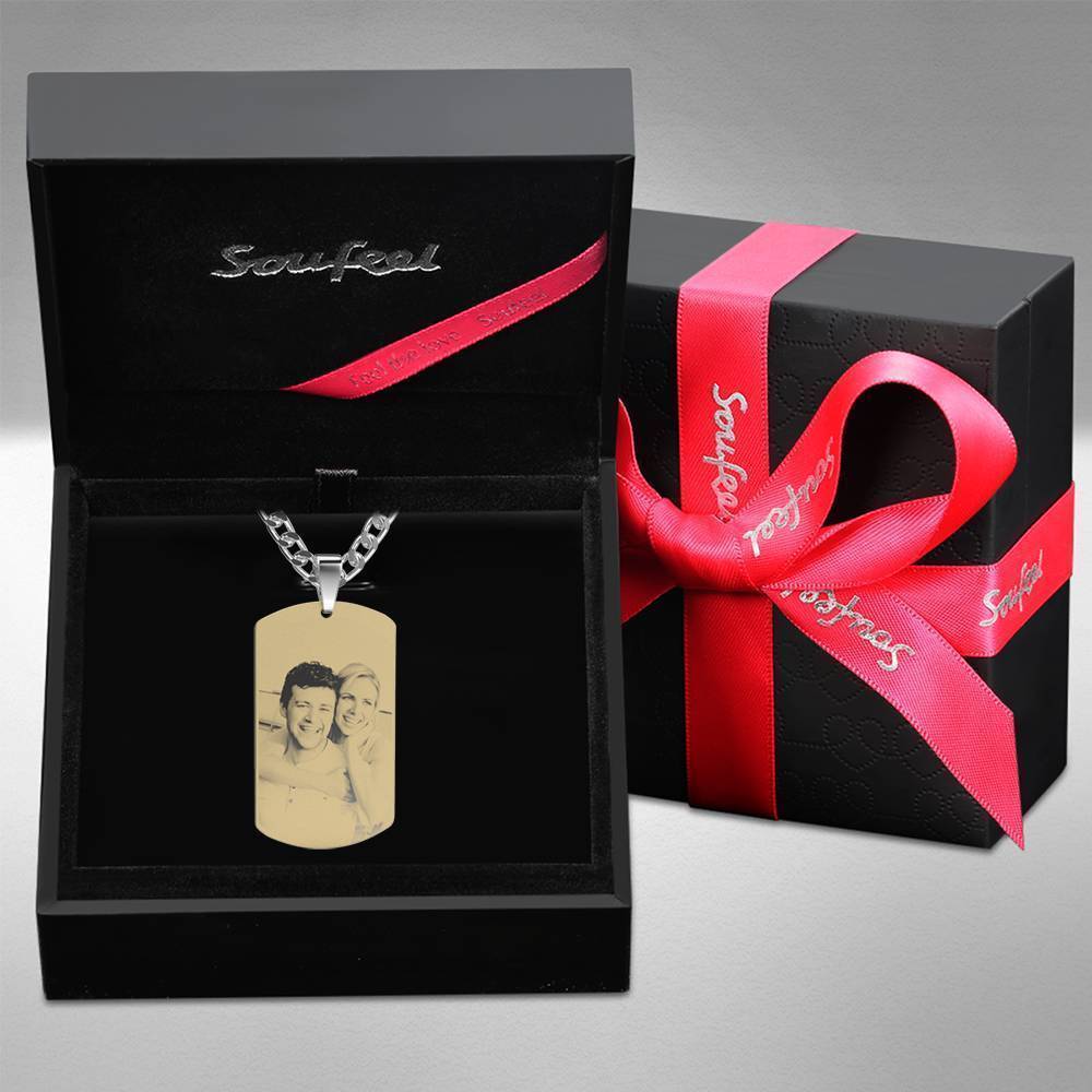 Photo Engraved Tag Necklace With Engraving 18k Gold Plated Stainless Steel