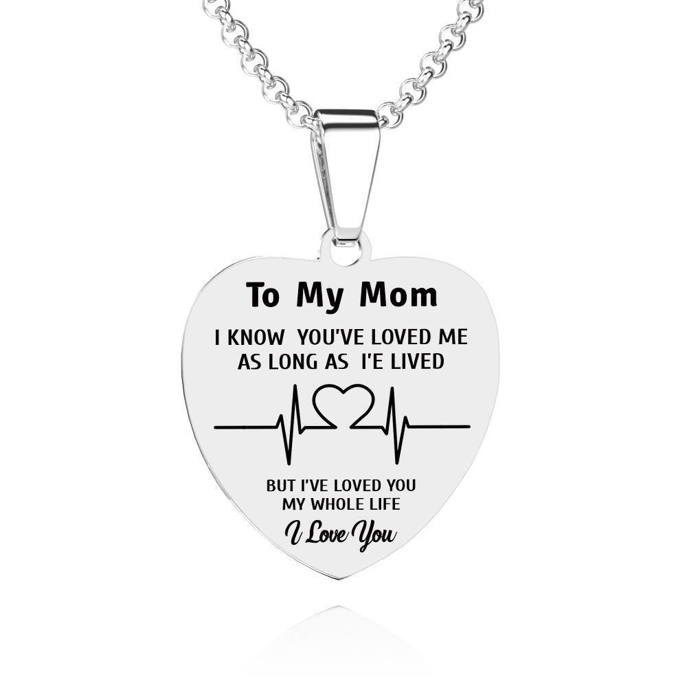 Photo Engraved Tag Necklace Heart-shaped with Engraving Stainless Steel Gifts for Mom - soufeelus