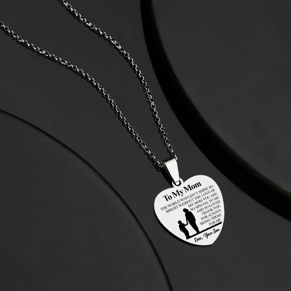 Heart Photo Engraved Tag Necklace with Engraving Stainless Steel Gifts for Mother's Day - soufeelus