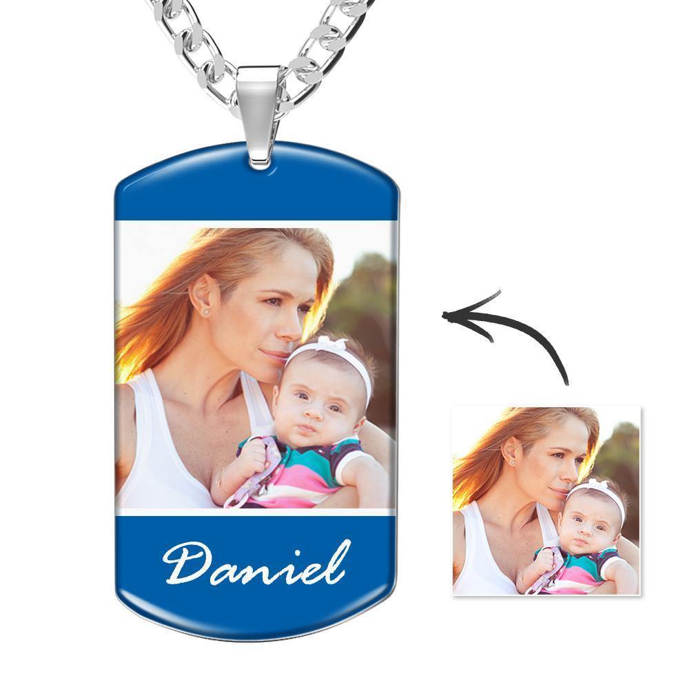 Photo Engraved Tag Necklace with Engraving Colorful Effect - soufeelus