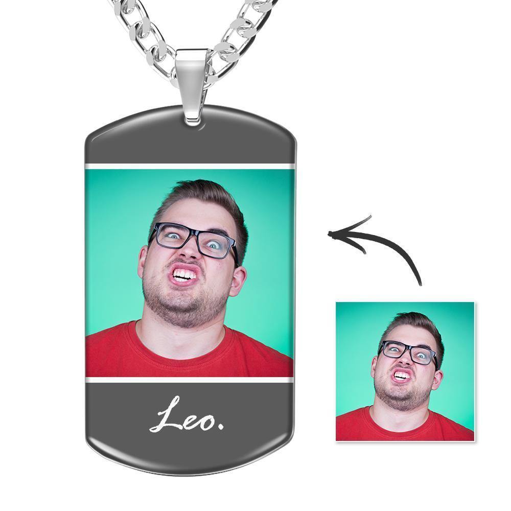 Photo Tag Necklace with Two Pictures Colorful Effect - soufeelus