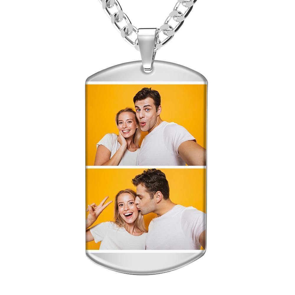 Photo Tag Necklace Three Pictures Colorful Effect Green - soufeelus