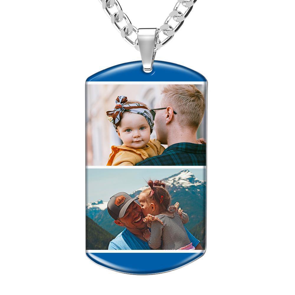 Photo Engraved Tag Necklace with Engraving Colorful Effect - soufeelus