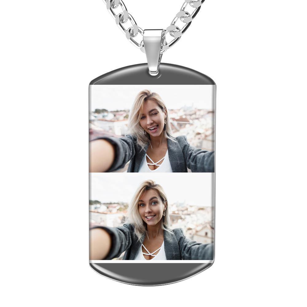 Photo Engraved Tag Necklace with Engraving Colorful Effect - soufeelus