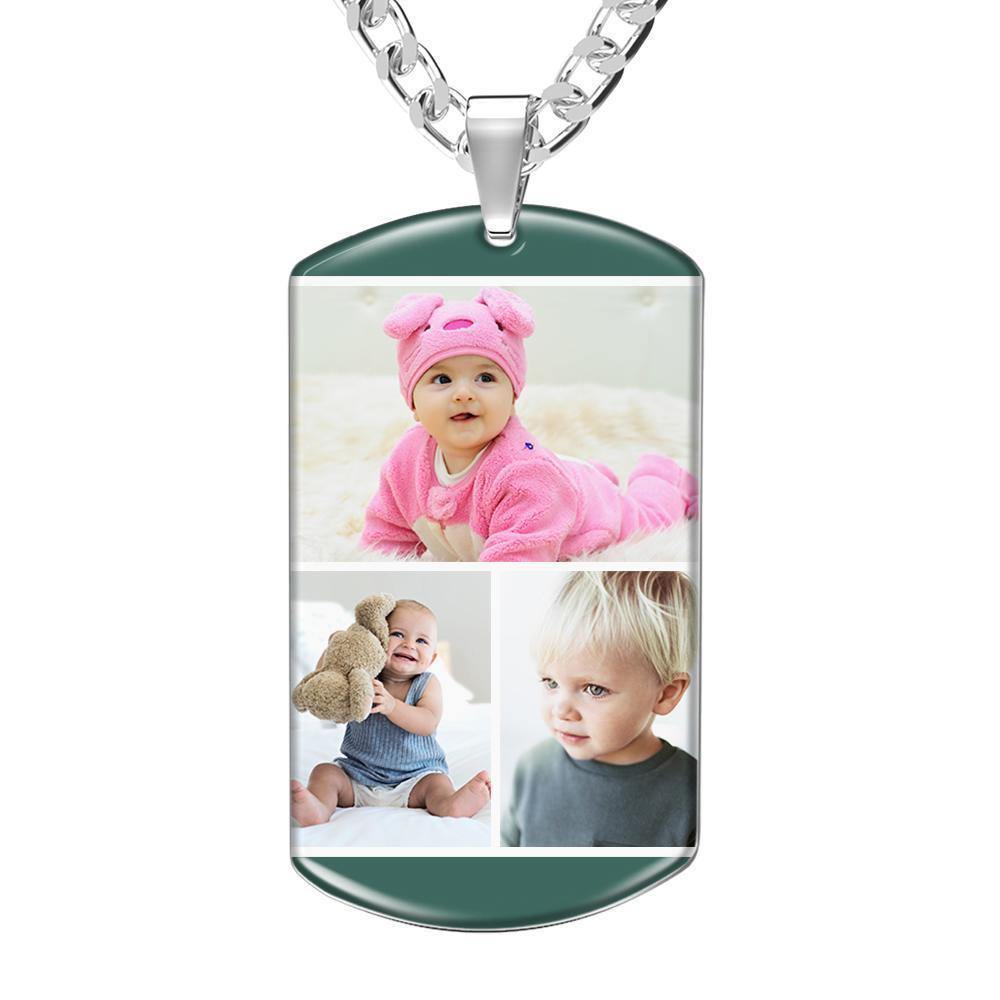 Photo Necklace with Four Pictures Colorful Effect Green - soufeelus