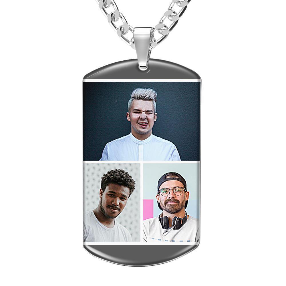 Photo Necklace with Four Pictures Colorful Effect Grey - soufeelus