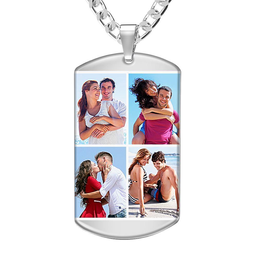 Photo Tag Necklace with Two Pictures Colorful Effect Green - soufeelus