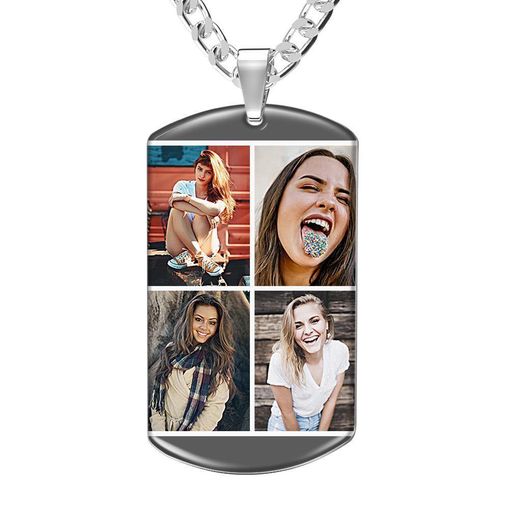 Photo Engraved Tag Necklace with Engraving Colorful Effect - soufeelus