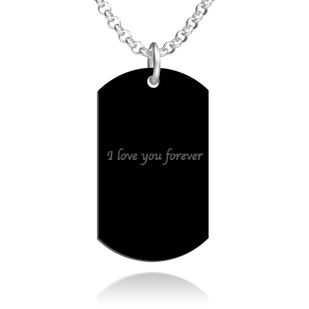 Men S Photo Engraved Tag Necklace With Engraving Black