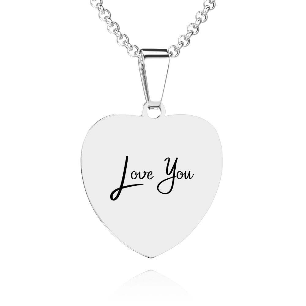 Custom Line Art Photo Engraved Necklace Stainless Steel Round Gift for Her - soufeelus