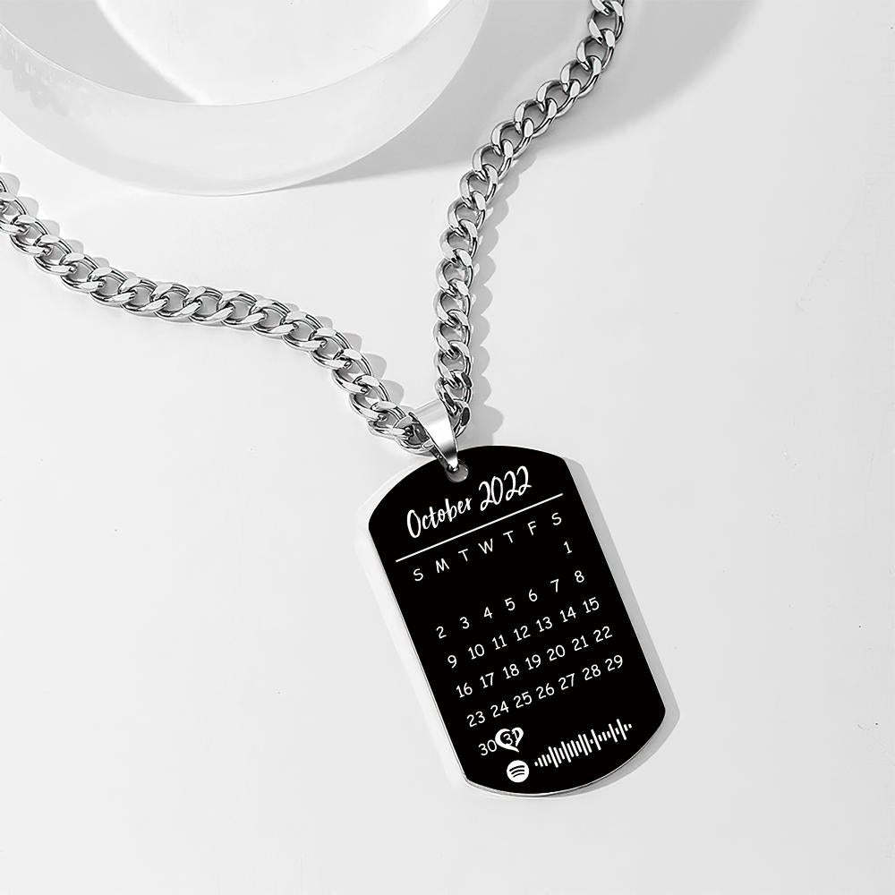 Custom Engraved Spotify Photo Necklace with Custom Calendar Perfect Halloween Gift for a Loved One - soufeelus