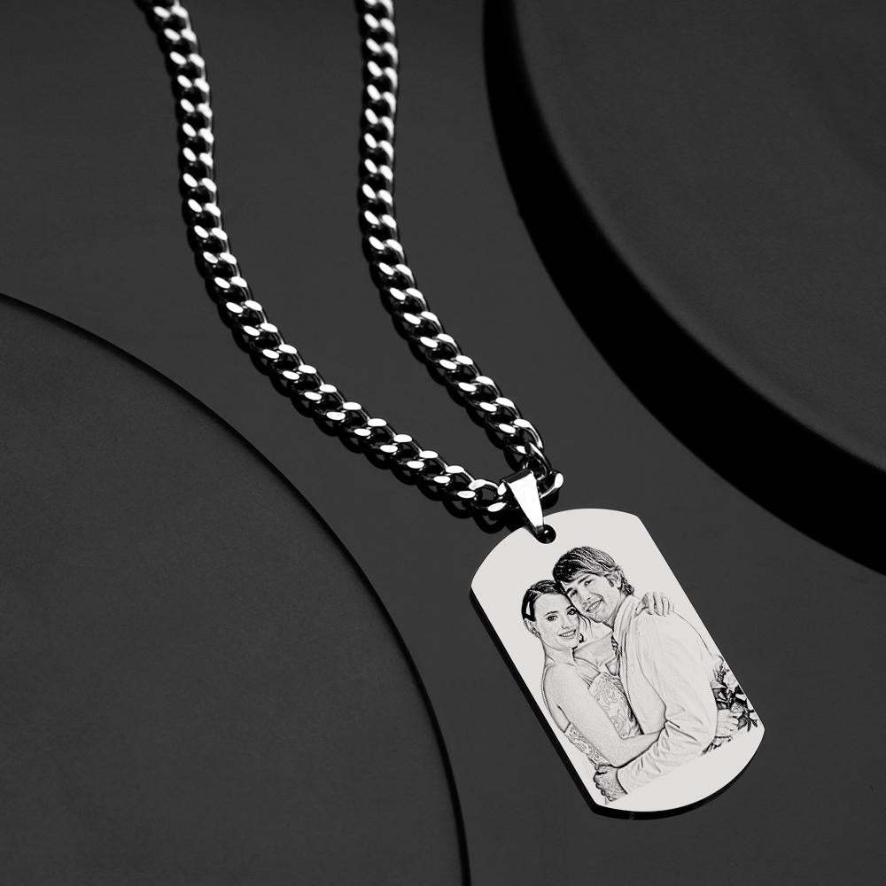 Personalized Stainless Steel Special Date & Photo Pendant Dog Tag Men's Calendar Necklace - soufeelus