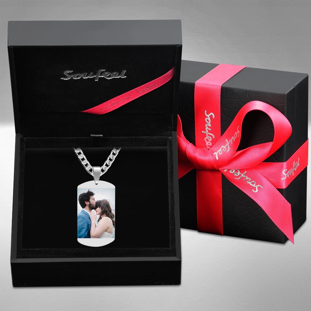 Personalized Calendar Photo Dog Tag Necklace Mens Engraved Dogtag - soufeelus