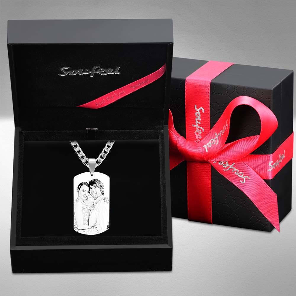 Men's Necklace Engraved Necklace Photo Necklace Optional Style Gifts for Him - soufeelus