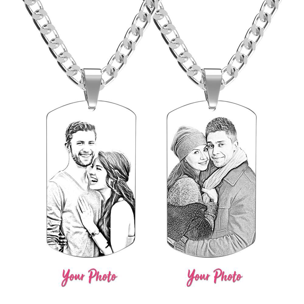 Men's Necklace Engraved Necklace Photo Necklace Optional Style Gifts for Him - soufeelus