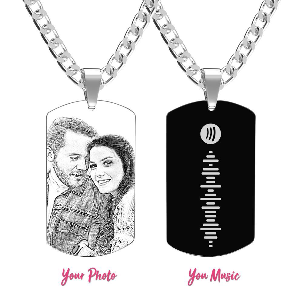 Men's Necklace Engraved Necklace Photo Necklace Optional Style Gifts for Him - soufeelus