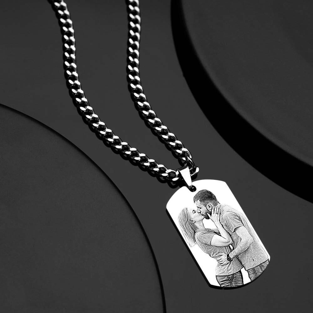 Men's Necklace Engraved Necklace Photo Necklace Optional Style Gifts for Him - soufeelus