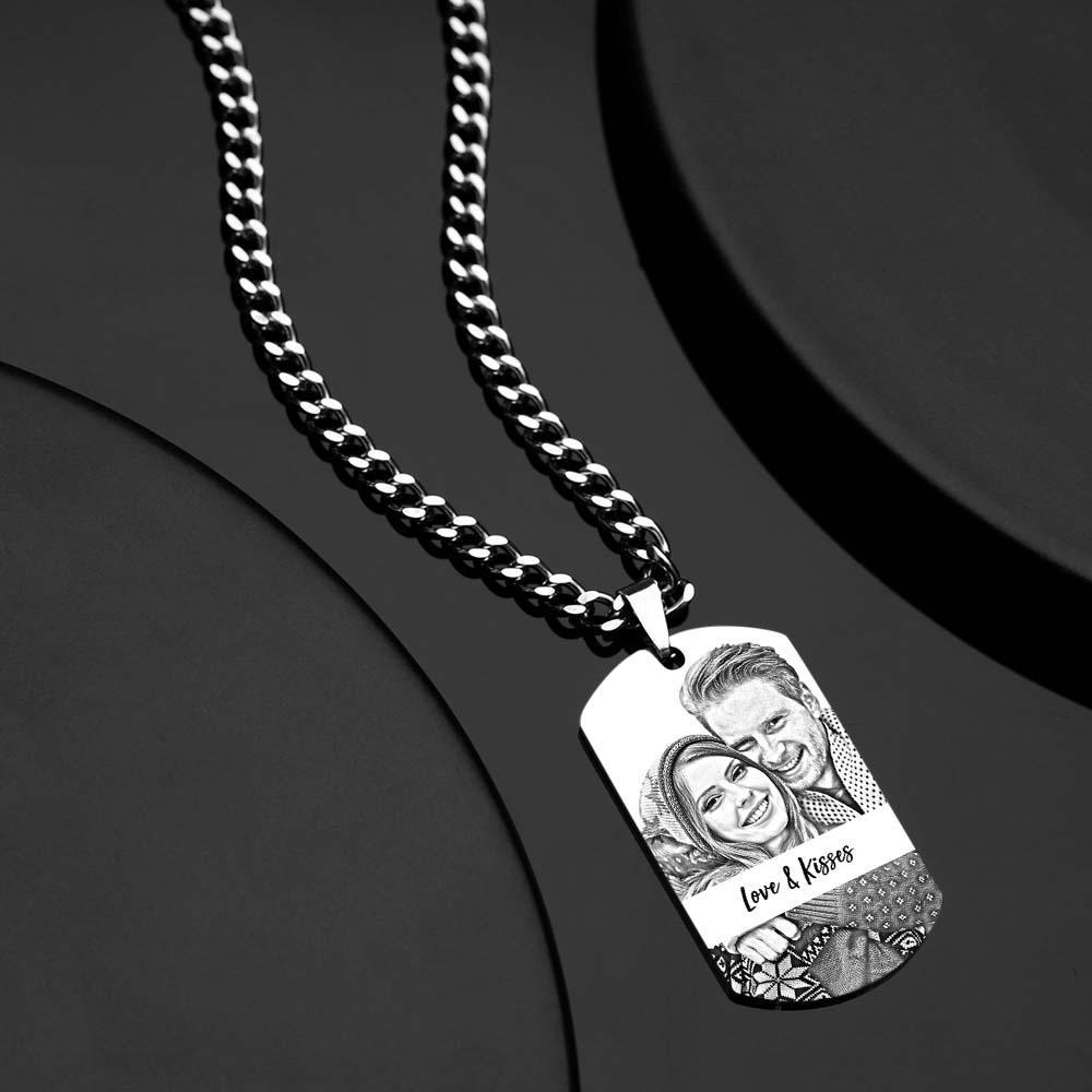 Men's Necklace Engraved Necklace Photo Necklace Optional Style Gifts for Him - soufeelus