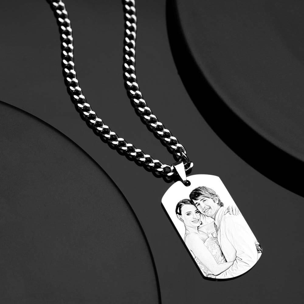 Men's Necklace Engraved Necklace Photo Necklace Optional Style Gifts for Him - soufeelus