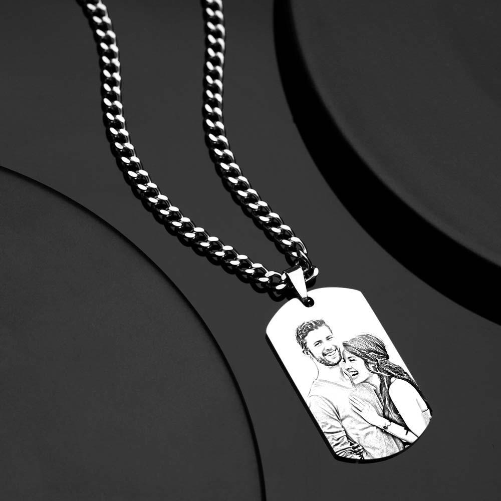 Men's Necklace Engraved Necklace Photo Necklace Optional Style Gifts for Him - soufeelus