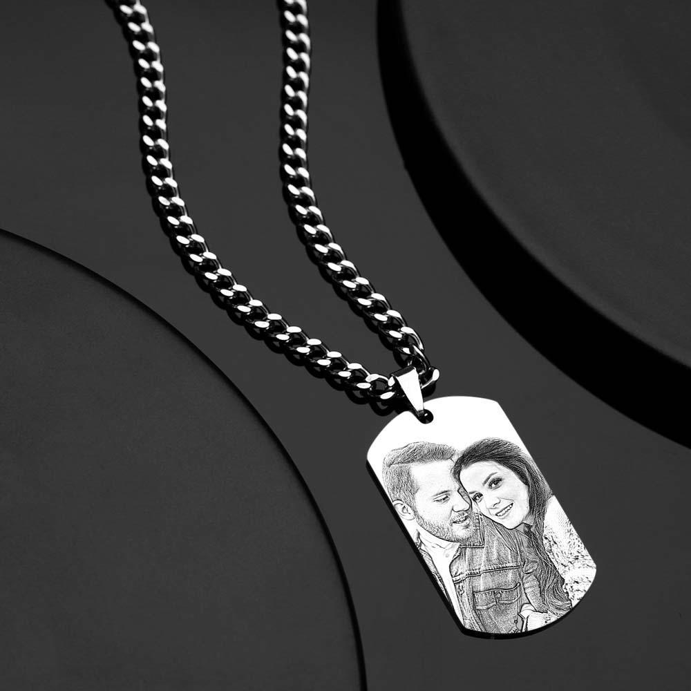 Men's Necklace Engraved Necklace Photo Necklace Optional Style Gifts for Him - soufeelus