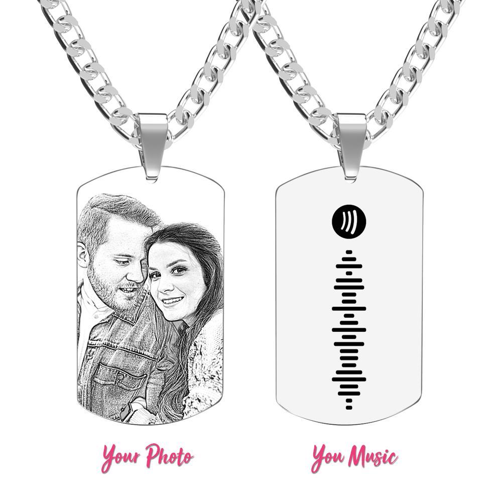 Men's Necklace Engraved Necklace Photo Necklace Optional Style Gifts for Him - soufeelus