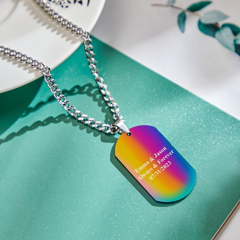 Custom Photo Dog Tag Pendant Necklace Engraving Date Text Pictures Stainless Steel Personalized Necklace for Men Women Boys Girls - soufeelus
