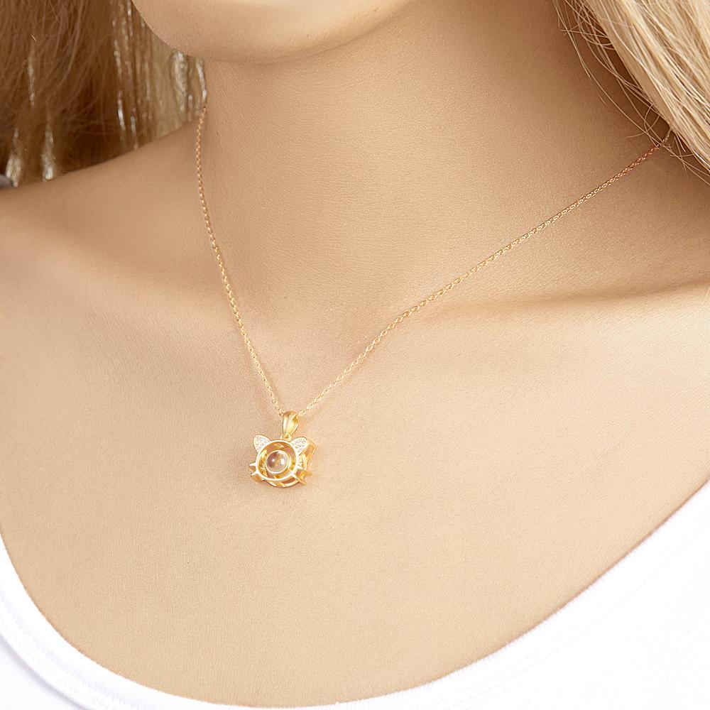 Custom Photo Projection Necklace Cat Pendant Necklace Gift for Women - soufeelus