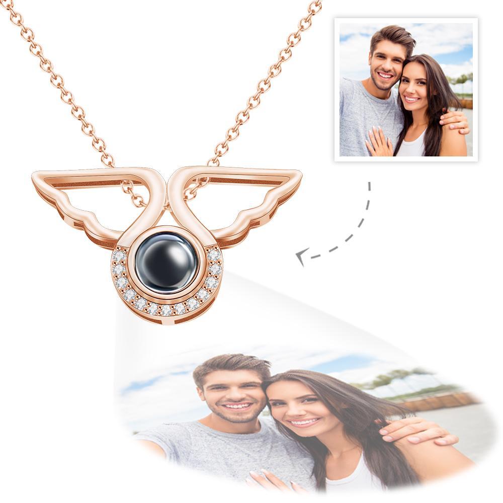 Custom Photo Projection Necklace Angel Wing Pendant Necklace Creative Gift - soufeelus