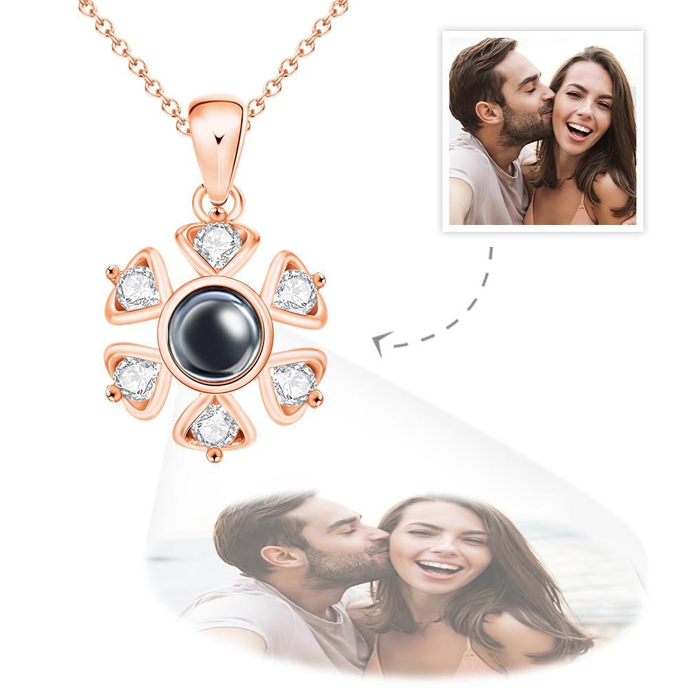 Custom Photo Projection Necklace Personalized Sunflower Photo Necklace Gift for Her - soufeelus