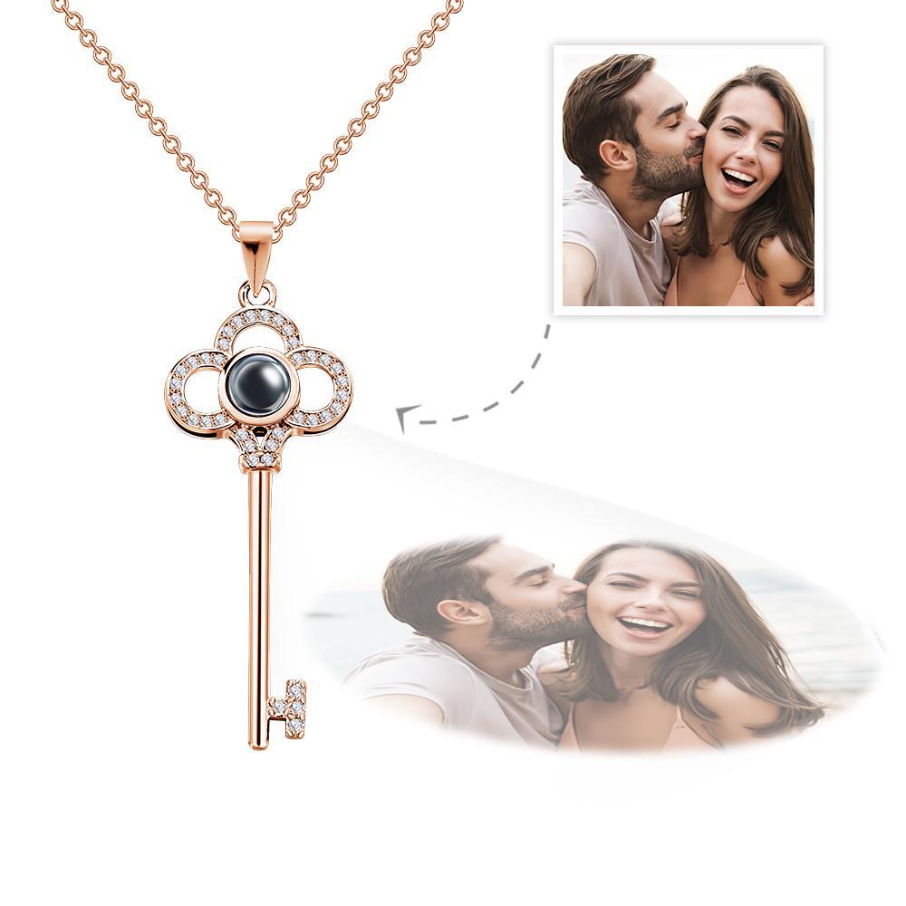 Custom Photo Projection Necklace Creative Key Necklace Birthday Gift - soufeelus