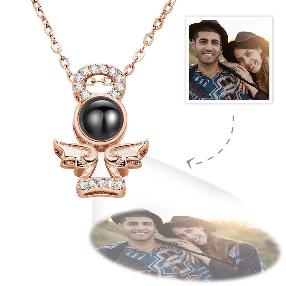 Custom Photo Projection Necklace Personalized Guardian Angel Photo Necklace Unique Gifts