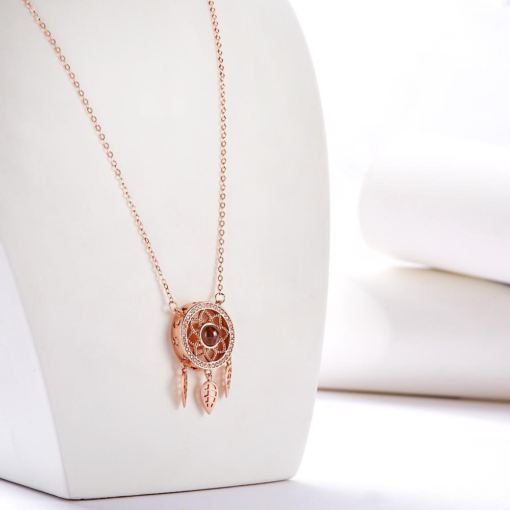 Custom Projection Necklace Custom Photo Dream Catcher Rhinestone Creative Gifts - 