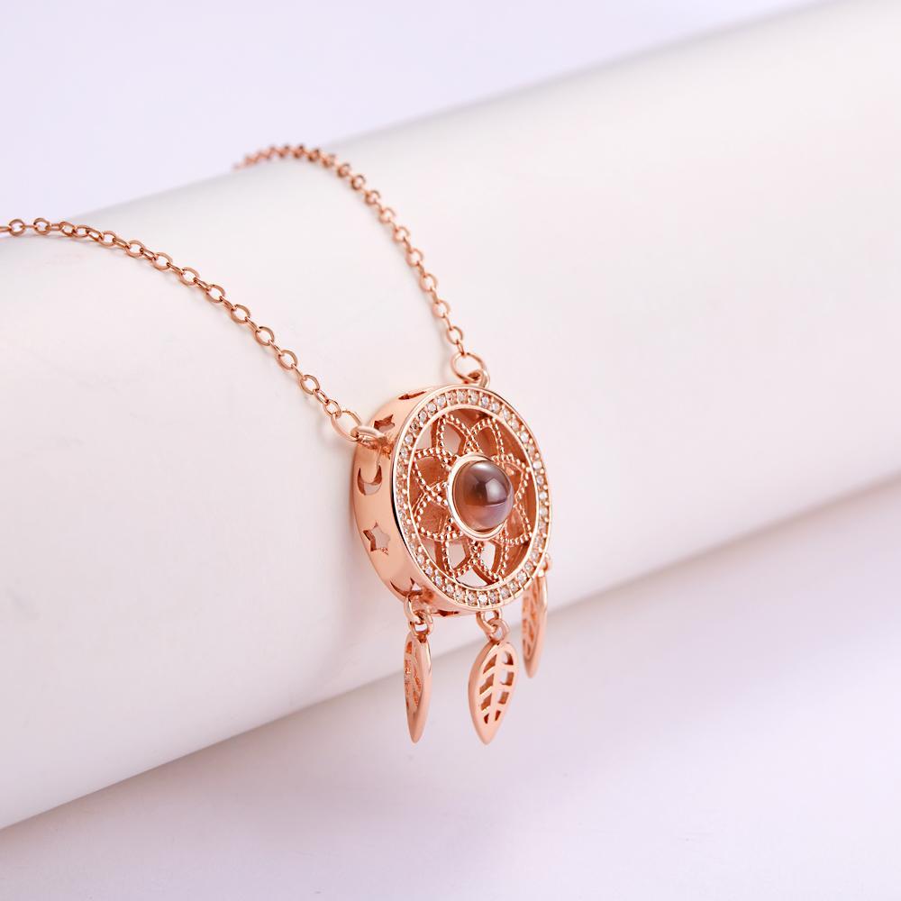Custom Projection Necklace Custom Photo Dream Catcher Rhinestone Creative Gifts -