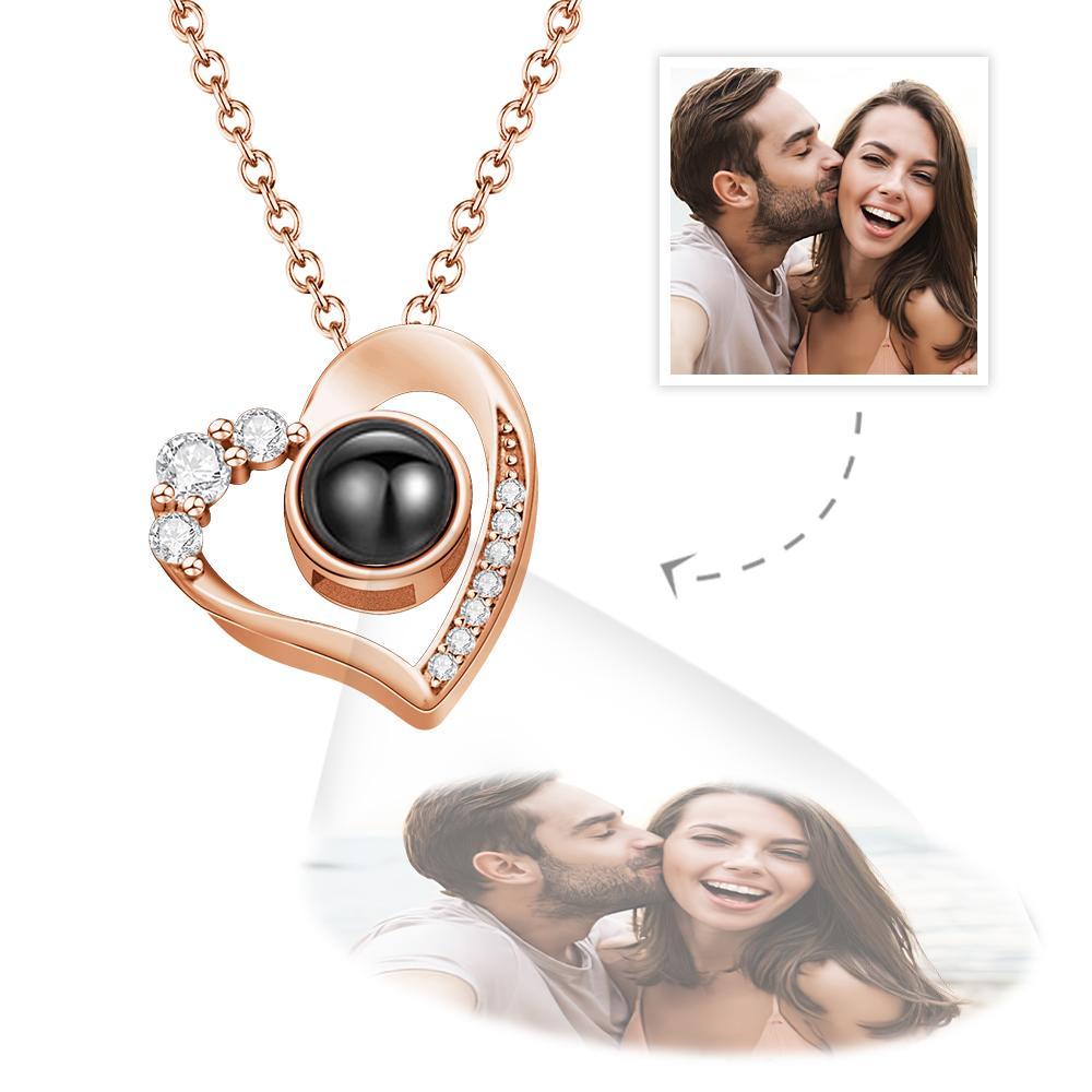 Custom Photo Projection Necklace Heart Exquisite Gifts - 