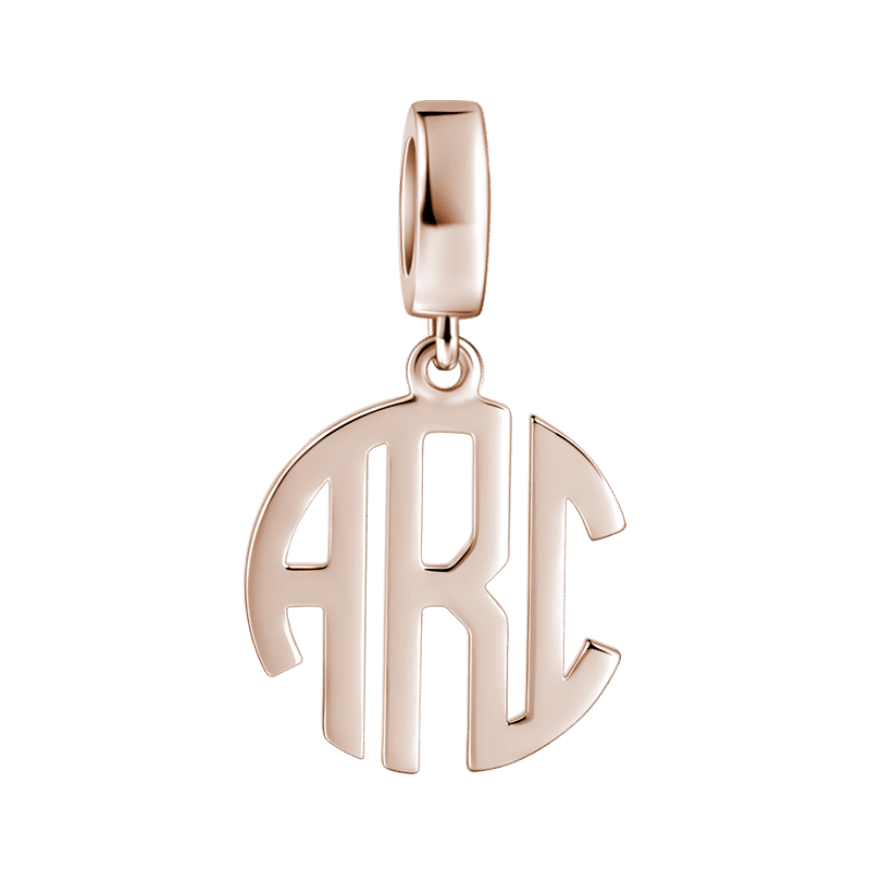 Personalized Block Monogram Pendant Charm Rose Gold Plated Silver - soufeelus
