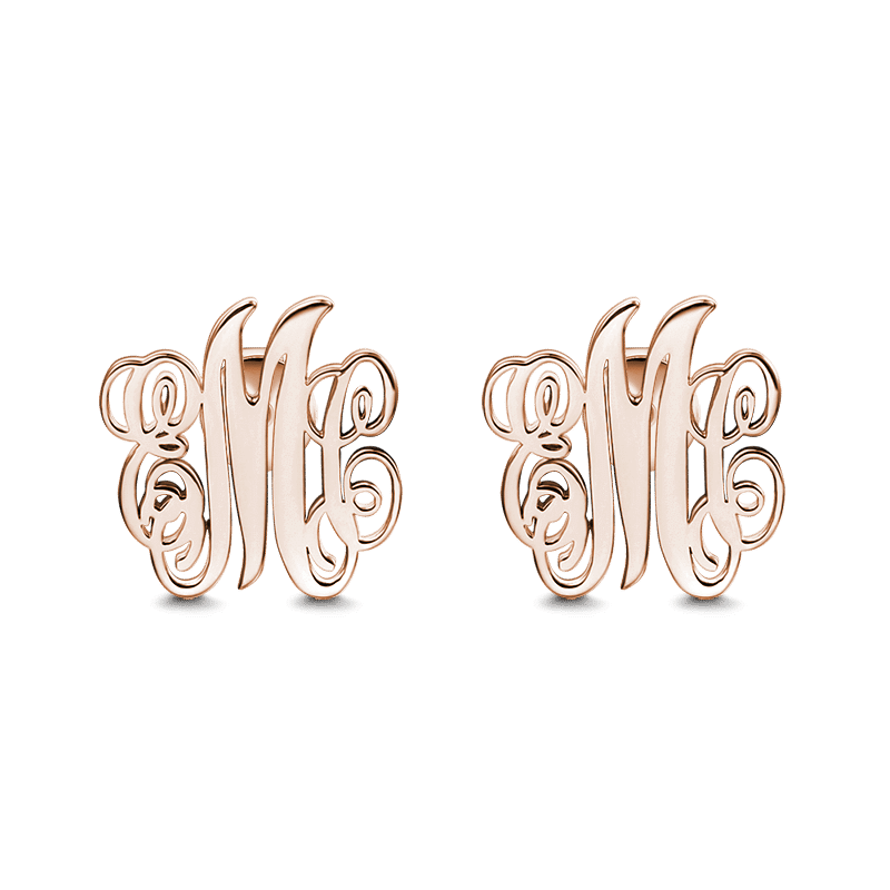 Monogram Earrings Gold Plated Silver - soufeelus