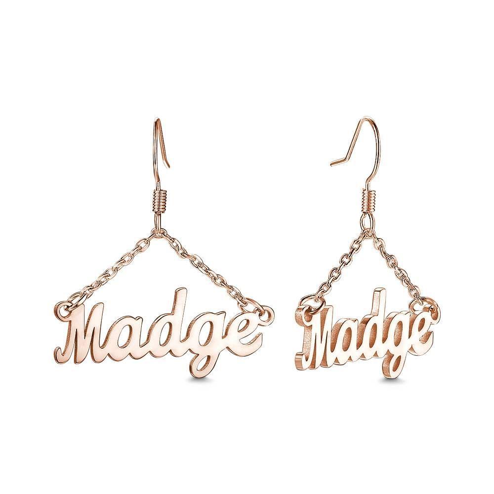Custom Name Earrings Unique Gift 14K Gold Plated - Silver