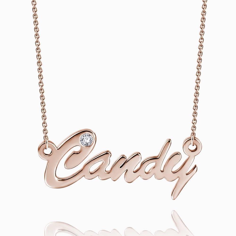 Personalized CZ Name Necklace 14k Gold Plated Silver - soufeelus