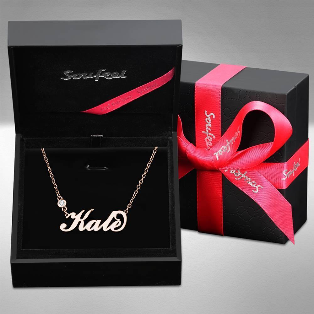 Personalized Birthstone Name Necklace Rose Gold Plated Silver - soufeelus