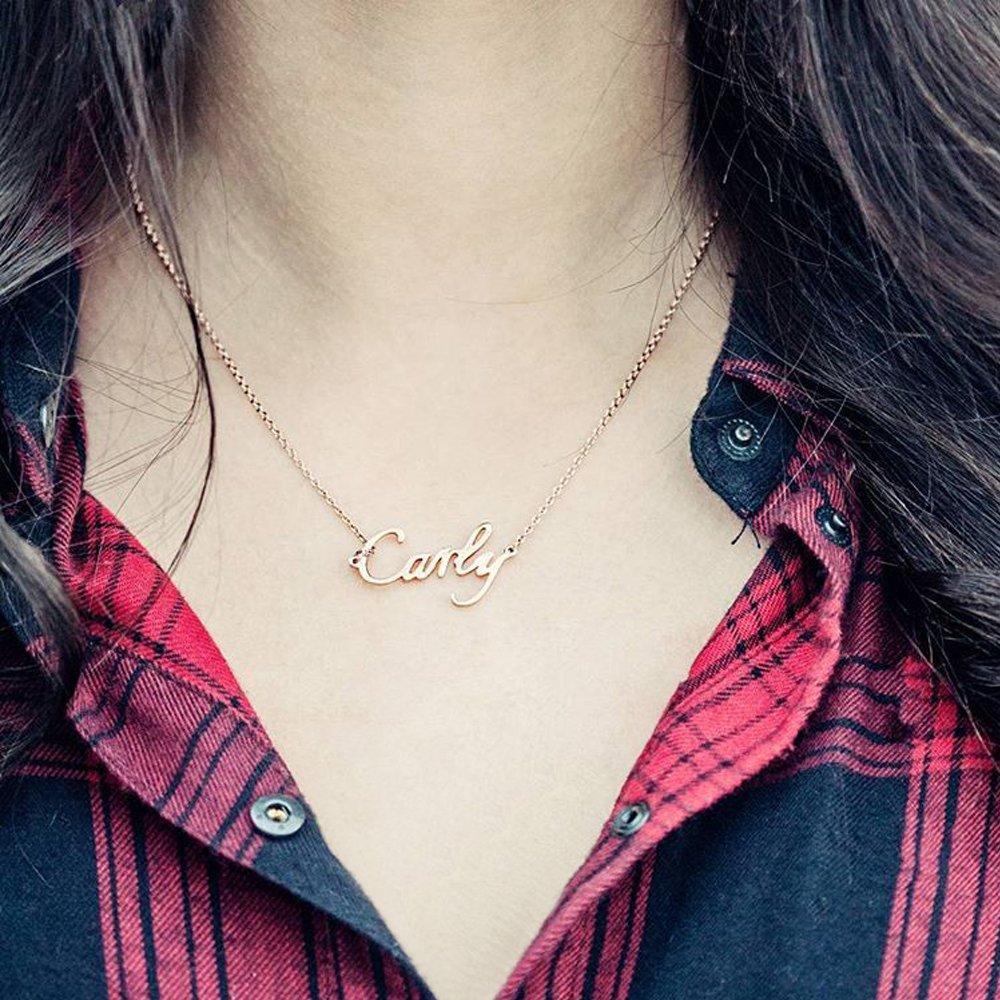 Personalized Name Necklace Black Gold Plated Silver - soufeelus