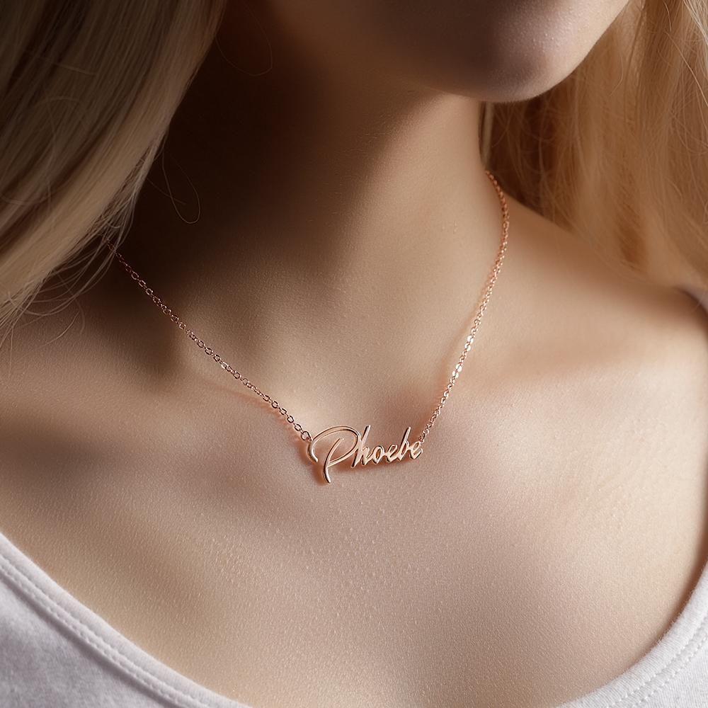 Custom Name Necklace, Bridesmaids Gifts Rose Gold Plated