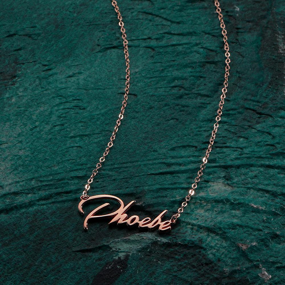 Custom Name Necklace, Bridesmaids Gifts Rose Gold Plated