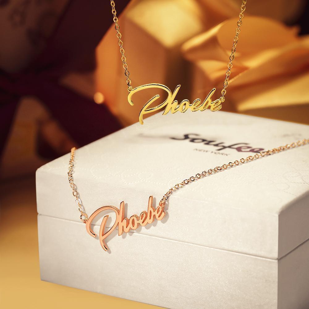 Custom Name Necklace, Bridesmaids Gifts Rose Gold Plated