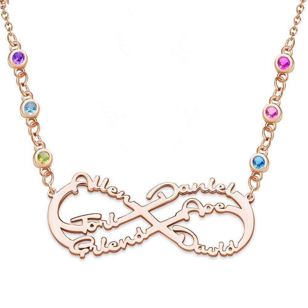 Infinity Necklace with Custom Birthstone Name Necklace Rose Gold Plated Family Gifts - soufeelus